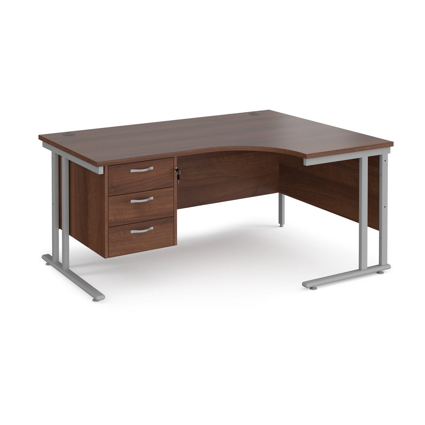 Maestro 25 cantilever right hand ergonomic desk with 3 drawer ped