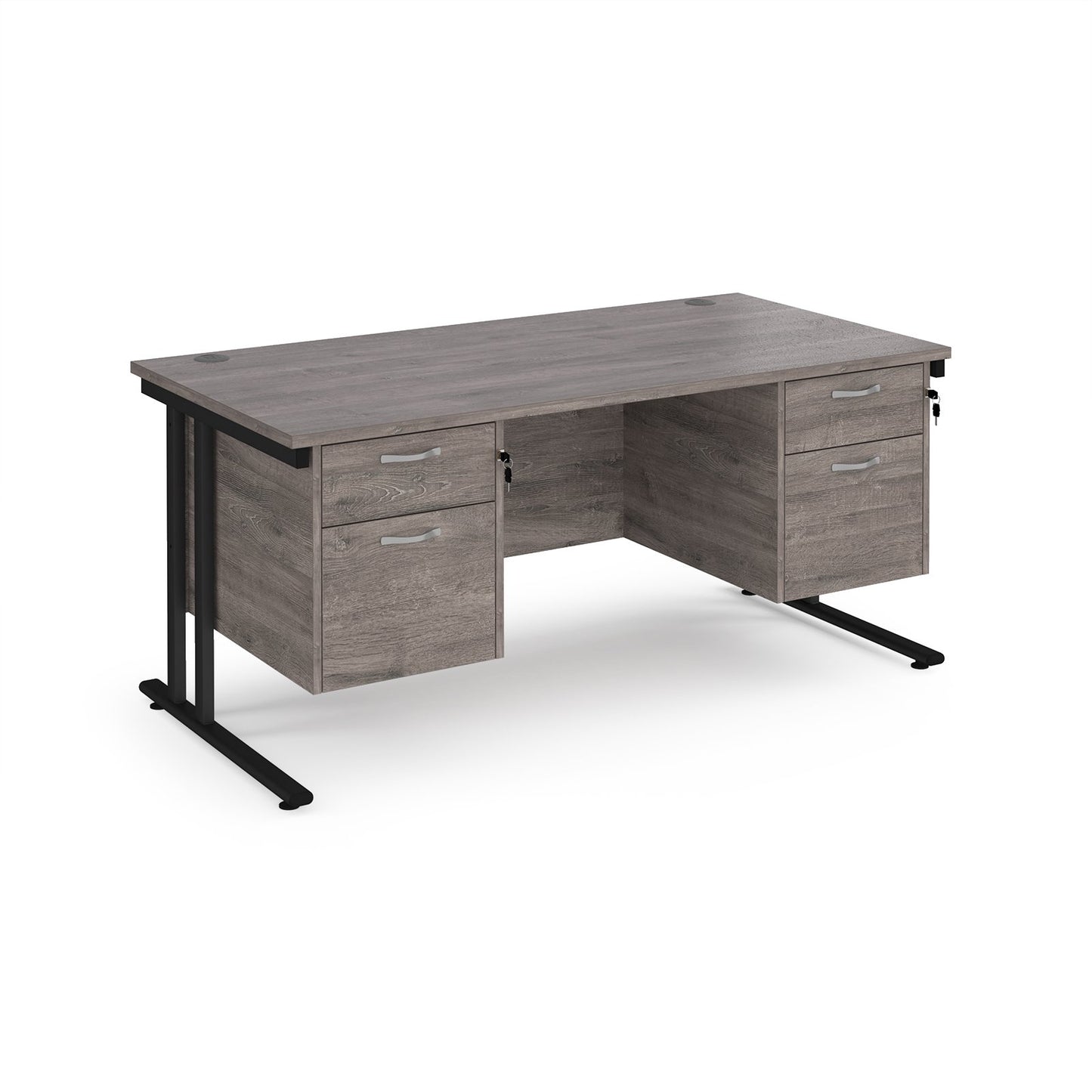 Maestro 25 cantilever 800mm deep desk with 2 x 2 drawer pedestal