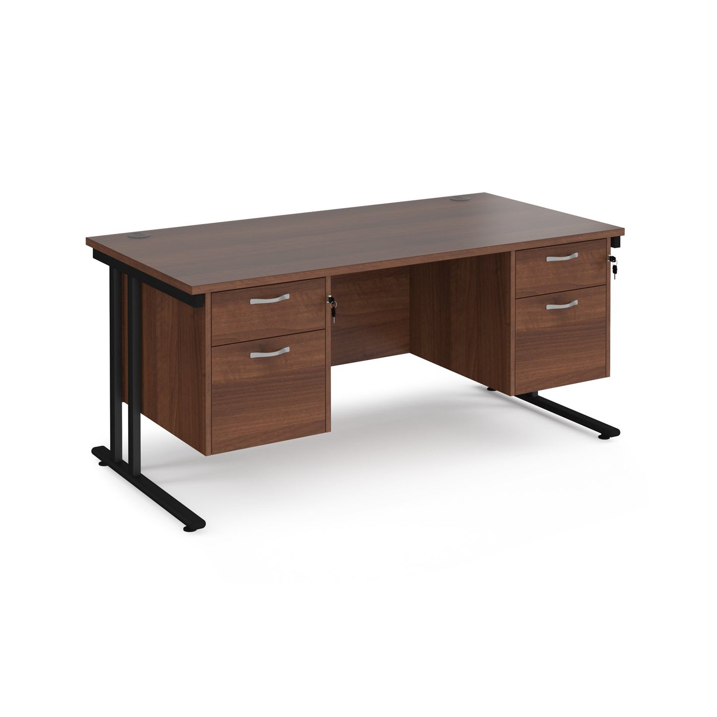 Maestro 25 cantilever 800mm deep desk with 2 x 2 drawer pedestal