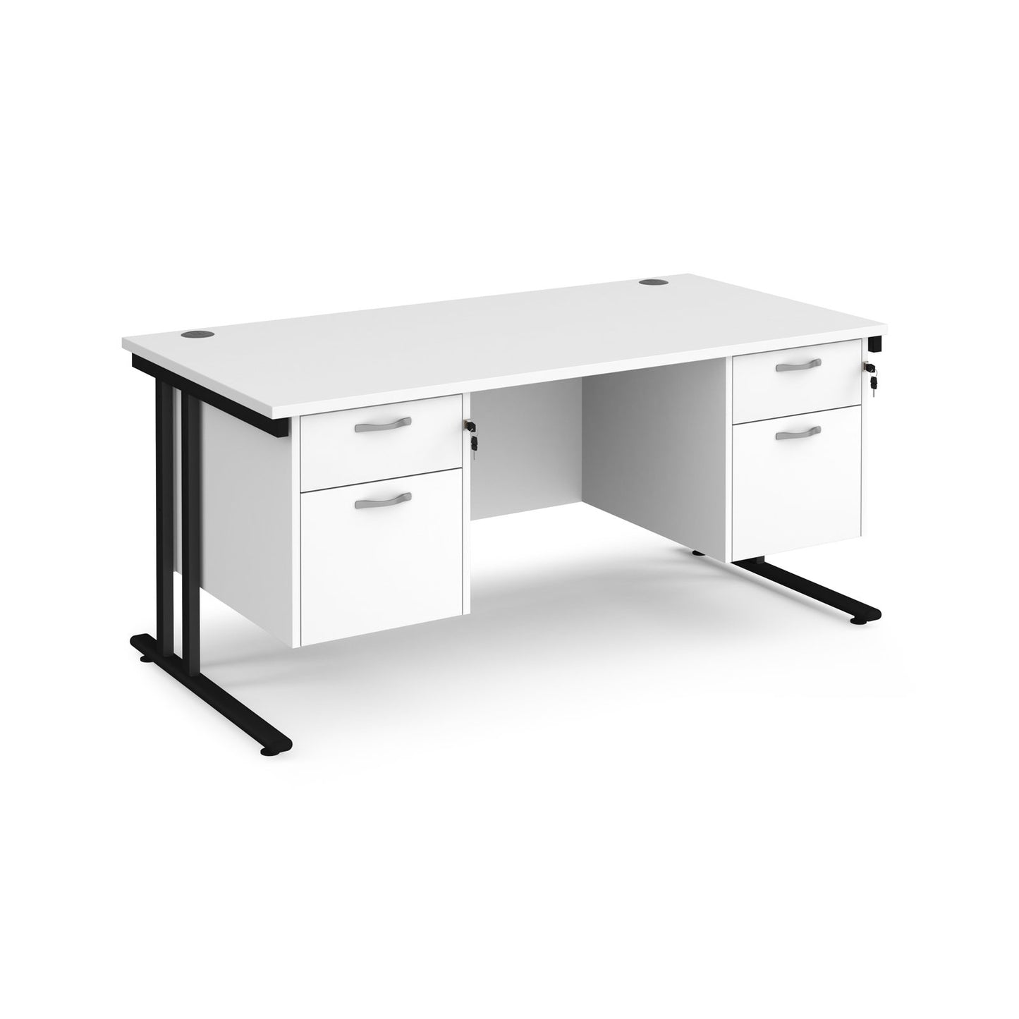 Maestro 25 cantilever 800mm deep desk with 2 x 2 drawer pedestal