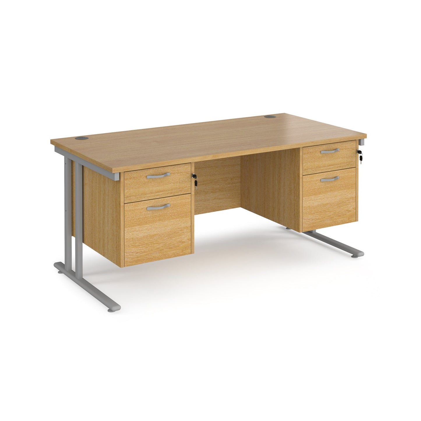 Maestro 25 cantilever 800mm deep desk with 2 x 2 drawer pedestal