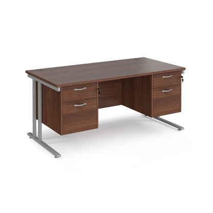 Maestro 25 cantilever 800mm deep desk with 2 x 2 drawer pedestal