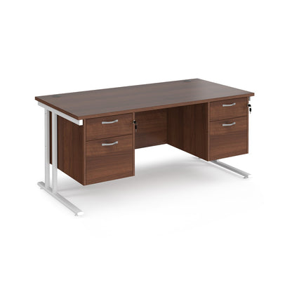 Maestro 25 cantilever 800mm deep desk with 2 x 2 drawer pedestal