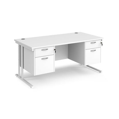 Maestro 25 cantilever 800mm deep desk with 2 x 2 drawer pedestal