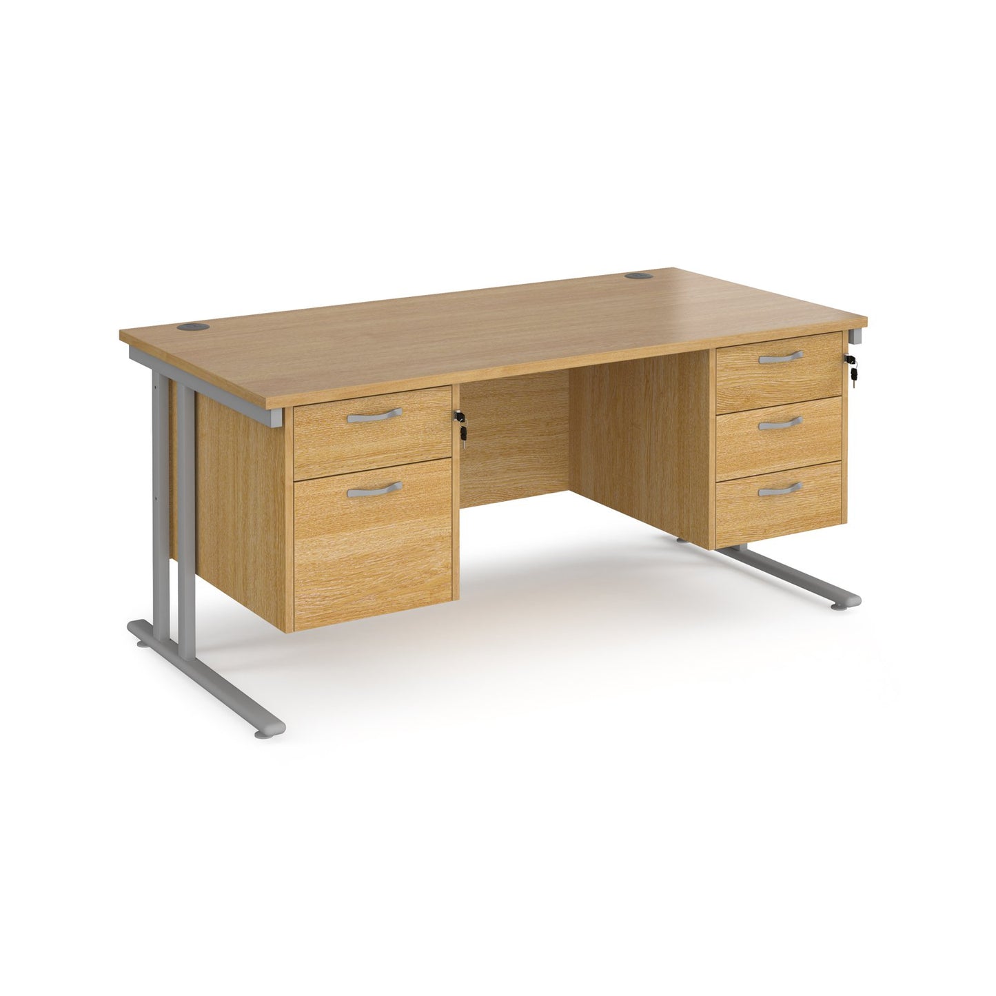 Maestro 25 cantilever 800mm deep desk with 2 & 3 drawer peds