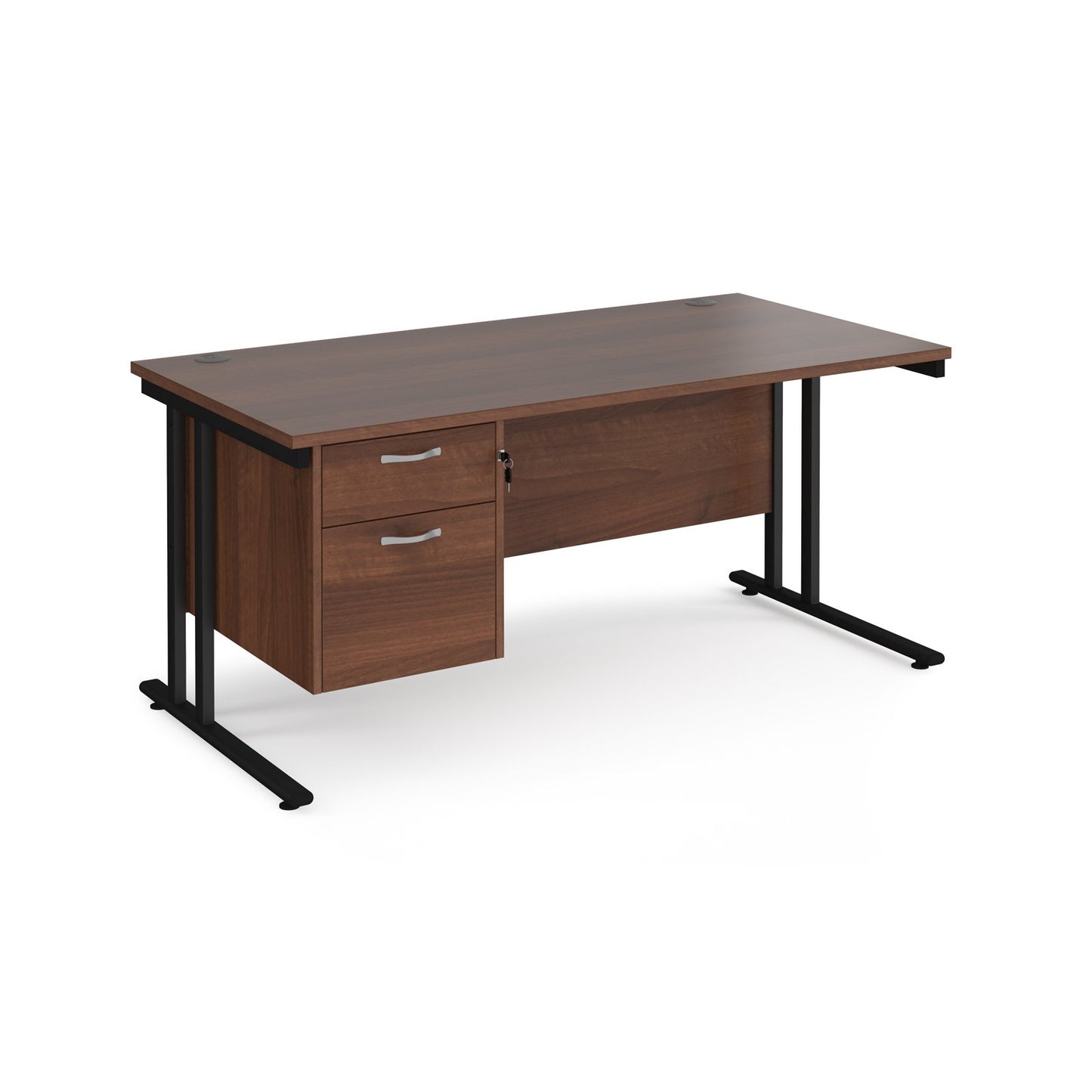 Maestro 25 cantilever 800mm deep desk with 2 drawer pedestal