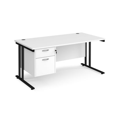 Maestro 25 cantilever 800mm deep desk with 2 drawer pedestal