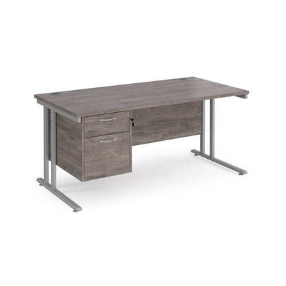 Maestro 25 cantilever 800mm deep desk with 2 drawer pedestal