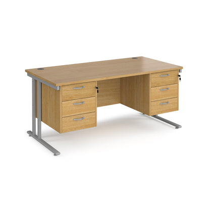 Maestro 25 cantilever 800mm deep desk with 2 x 3 drawer peds