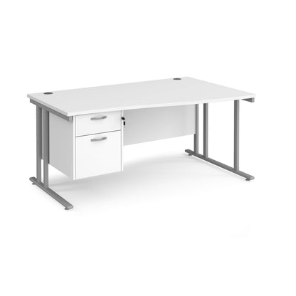 Maestro 25 cantilever right hand wave desk with 2 drawer ped - Grey Oak