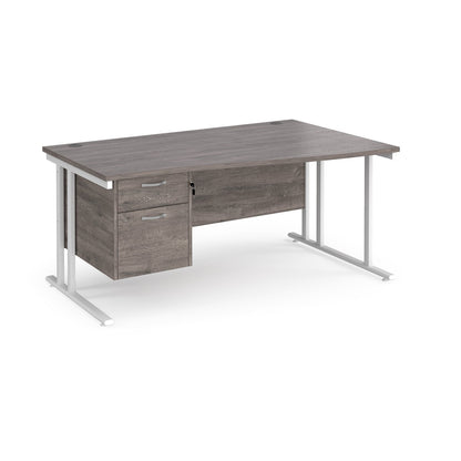 Maestro 25 cantilever right hand wave desk with 2 drawer ped - Grey Oak