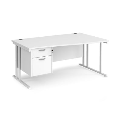 Maestro 25 cantilever right hand wave desk with 2 drawer ped - Grey Oak