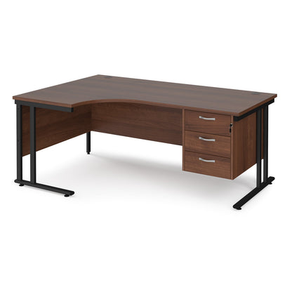 Maestro 25 cantilever left hand ergonomic desk with 3 drawer ped