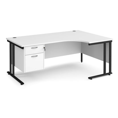 Maestro 25 cantilever right hand ergonomic desk with 2 drawer ped