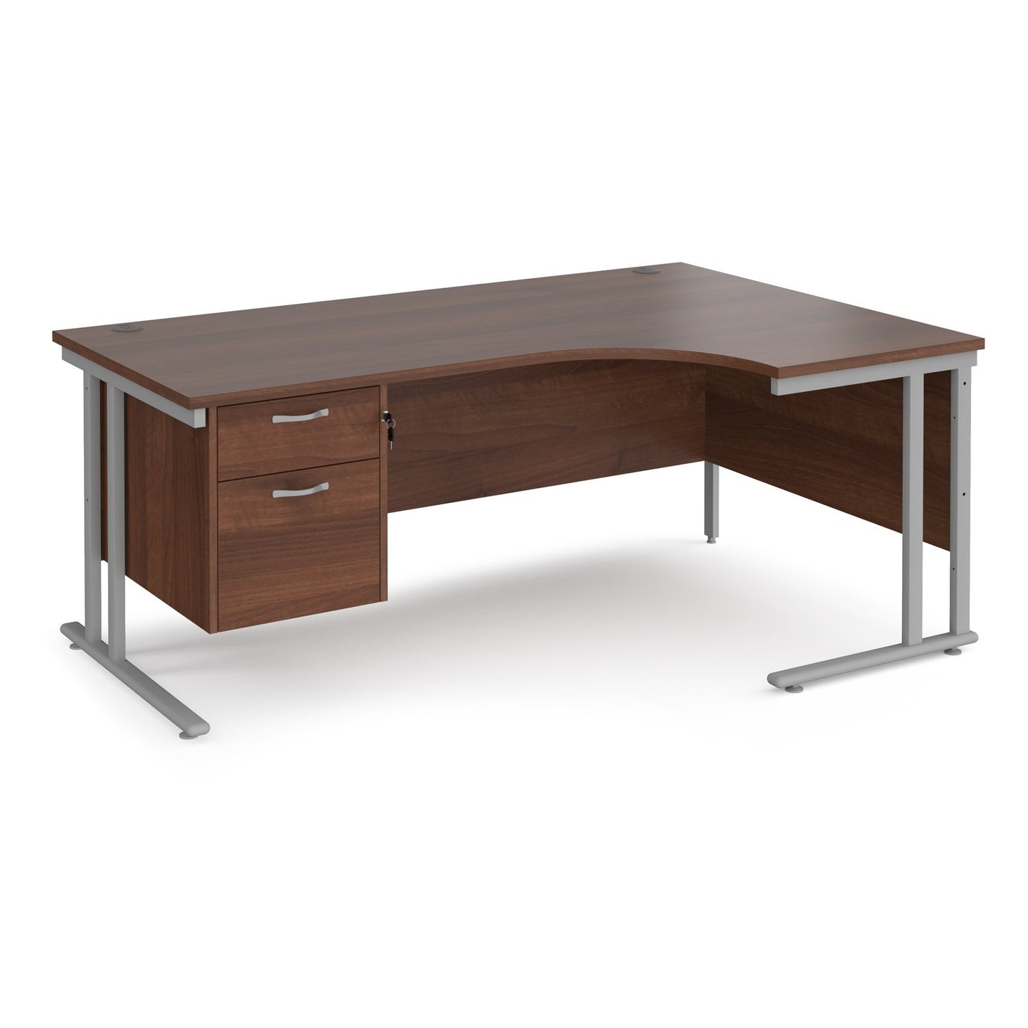 Maestro 25 cantilever right hand ergonomic desk with 2 drawer ped