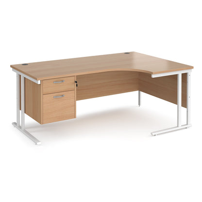 Maestro 25 cantilever right hand ergonomic desk with 2 drawer ped