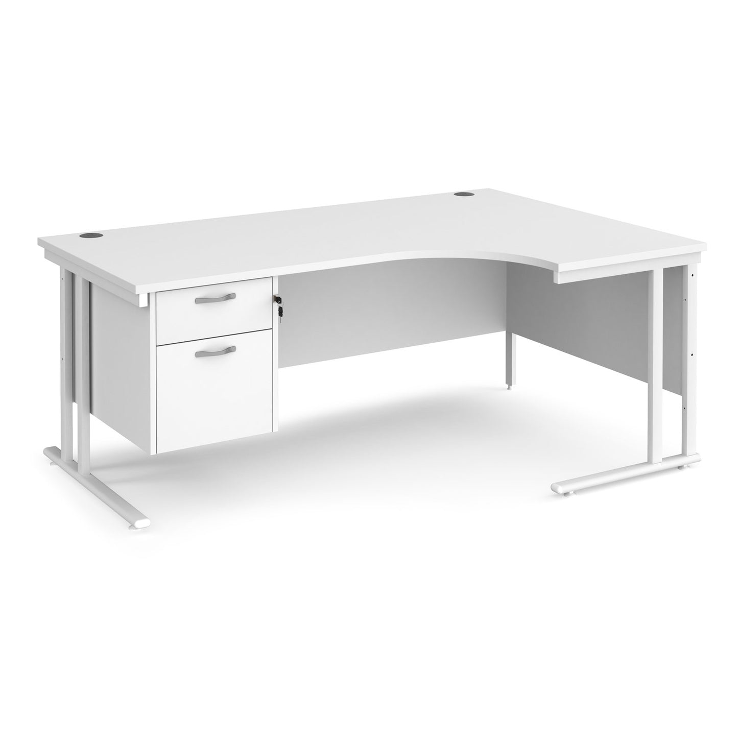 Maestro 25 cantilever right hand ergonomic desk with 2 drawer ped