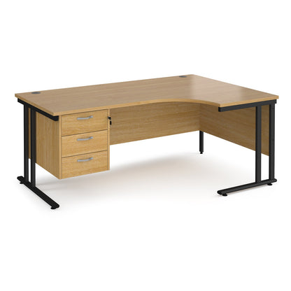 Maestro 25 cantilever right hand ergonomic desk with 3 drawer ped