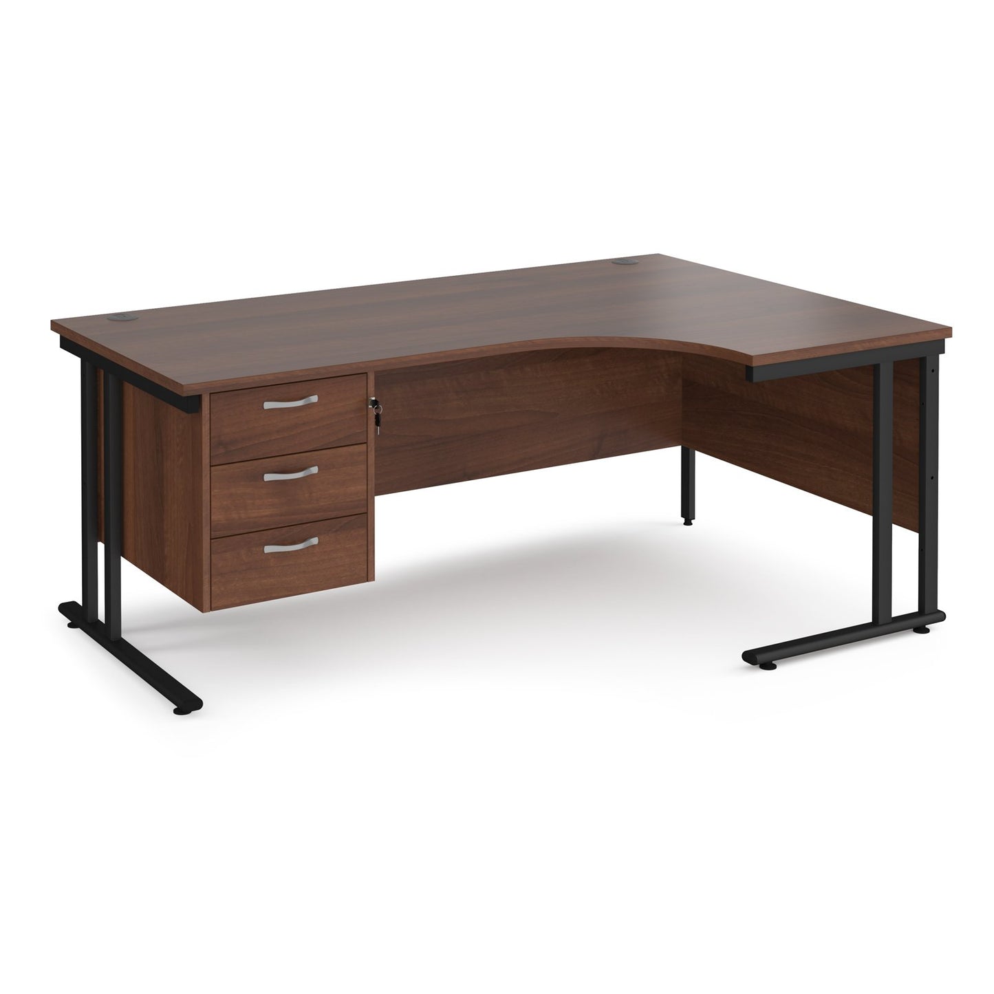 Maestro 25 cantilever right hand ergonomic desk with 3 drawer ped