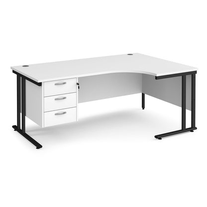 Maestro 25 cantilever right hand ergonomic desk with 3 drawer ped