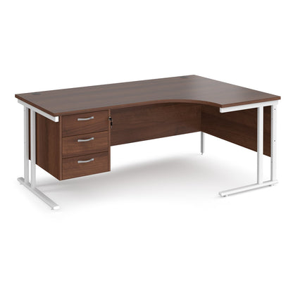 Maestro 25 cantilever right hand ergonomic desk with 3 drawer ped