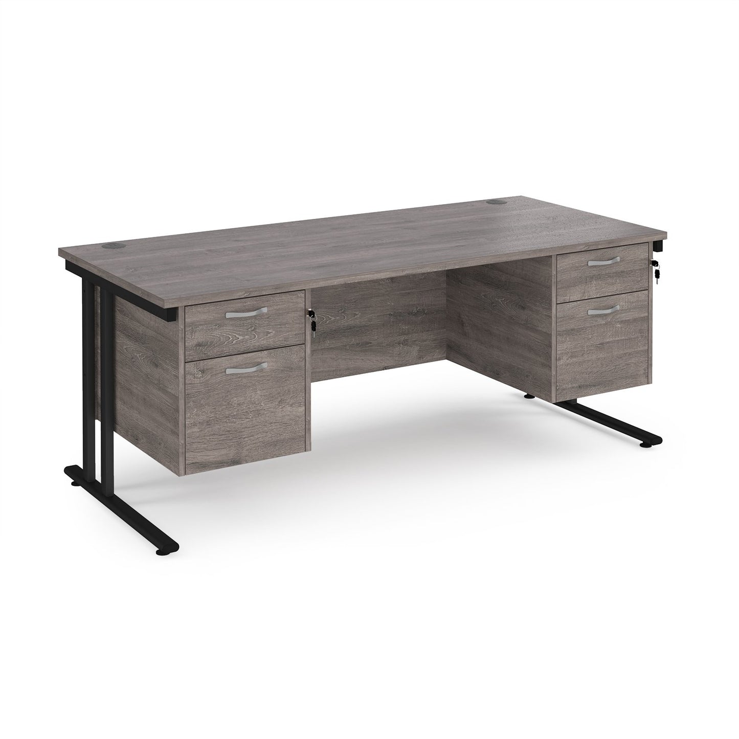 Maestro 25 cantilever 800mm deep desk with 2 x 2 drawer pedestal