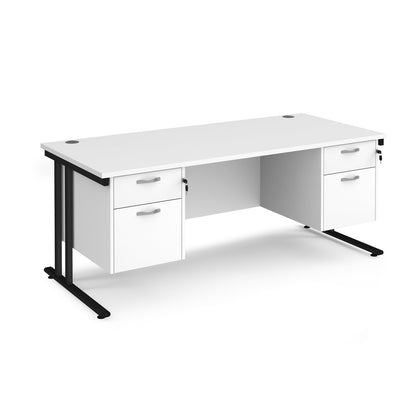 Maestro 25 cantilever 800mm deep desk with 2 x 2 drawer pedestal