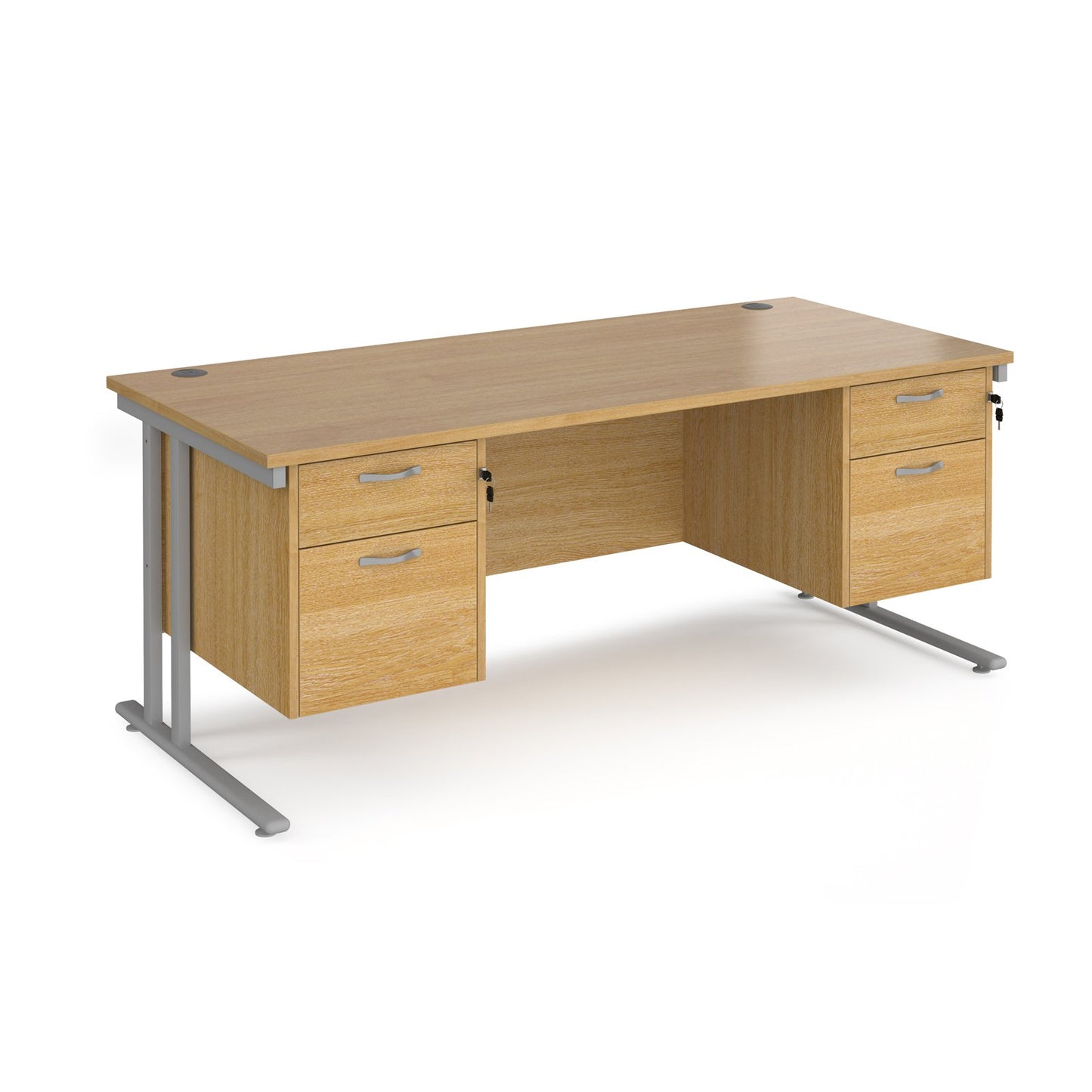 Maestro 25 cantilever 800mm deep desk with 2 x 2 drawer pedestal