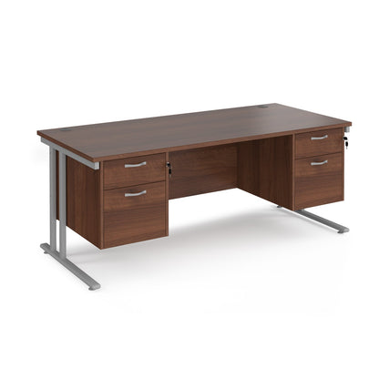 Maestro 25 cantilever 800mm deep desk with 2 x 2 drawer pedestal