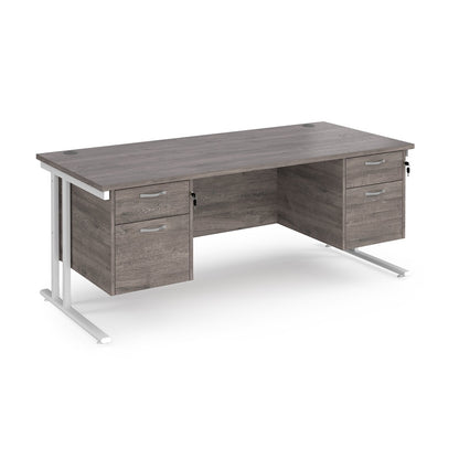 Maestro 25 cantilever 800mm deep desk with 2 x 2 drawer pedestal