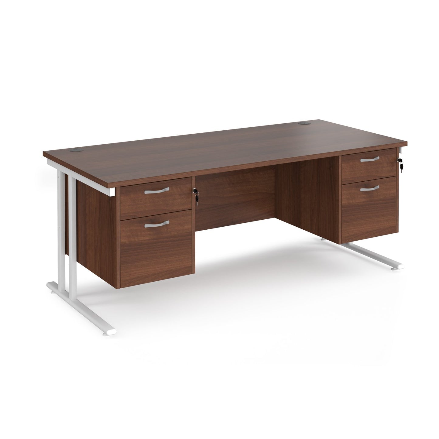 Maestro 25 cantilever 800mm deep desk with 2 x 2 drawer pedestal