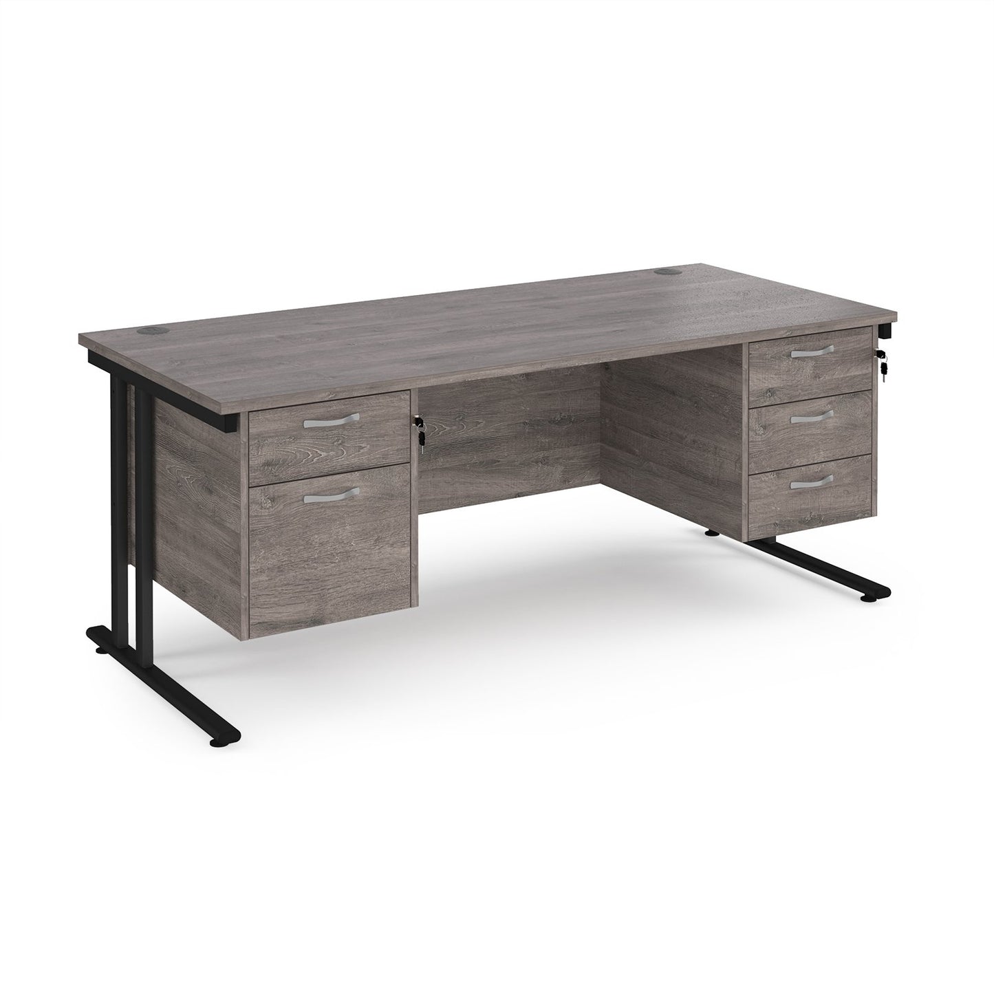 Maestro 25 cantilever 800mm deep desk with 2 & 3 drawer peds