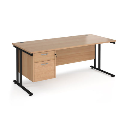 Maestro 25 cantilever 800mm deep desk with 2 drawer ped