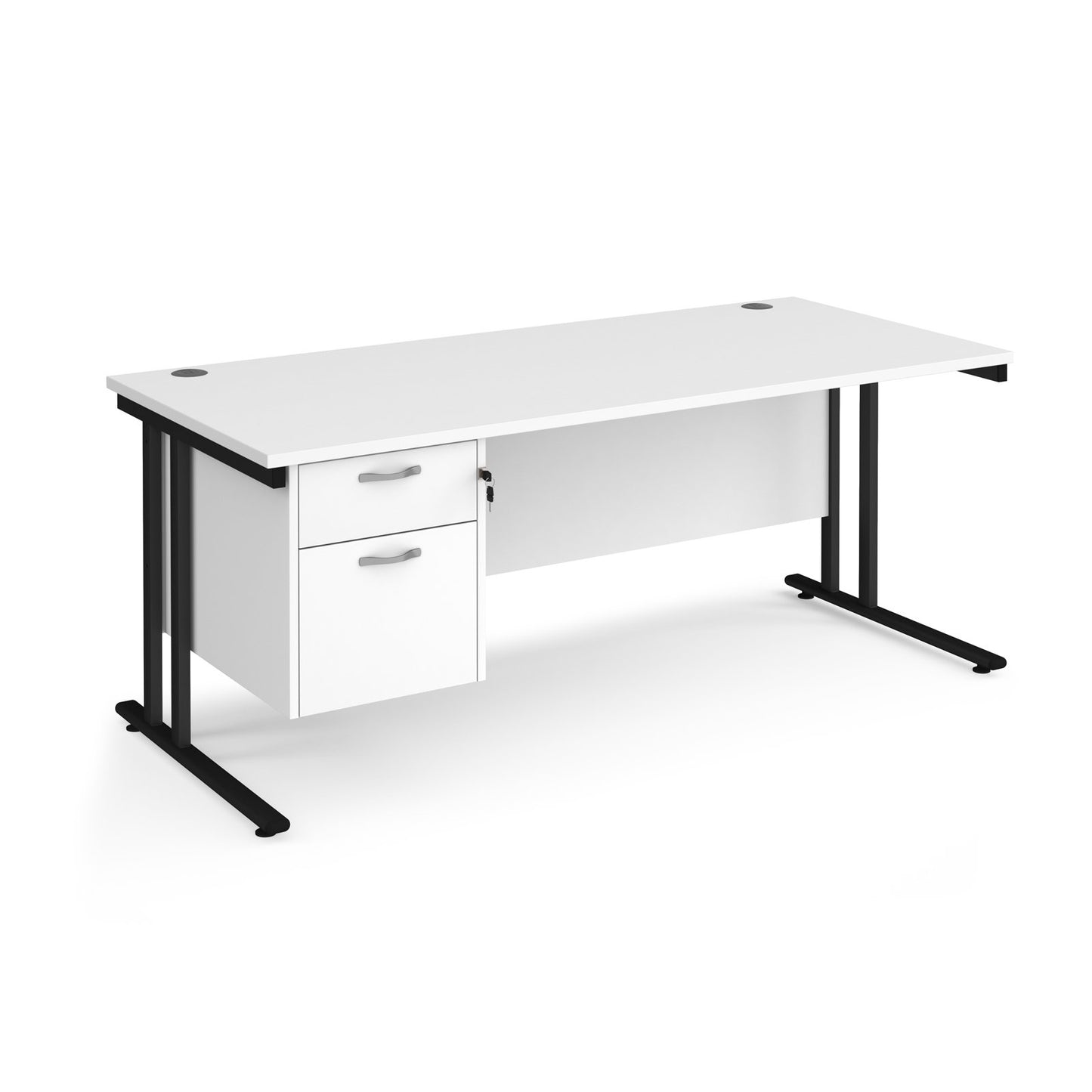 Maestro 25 cantilever 800mm deep desk with 2 drawer ped