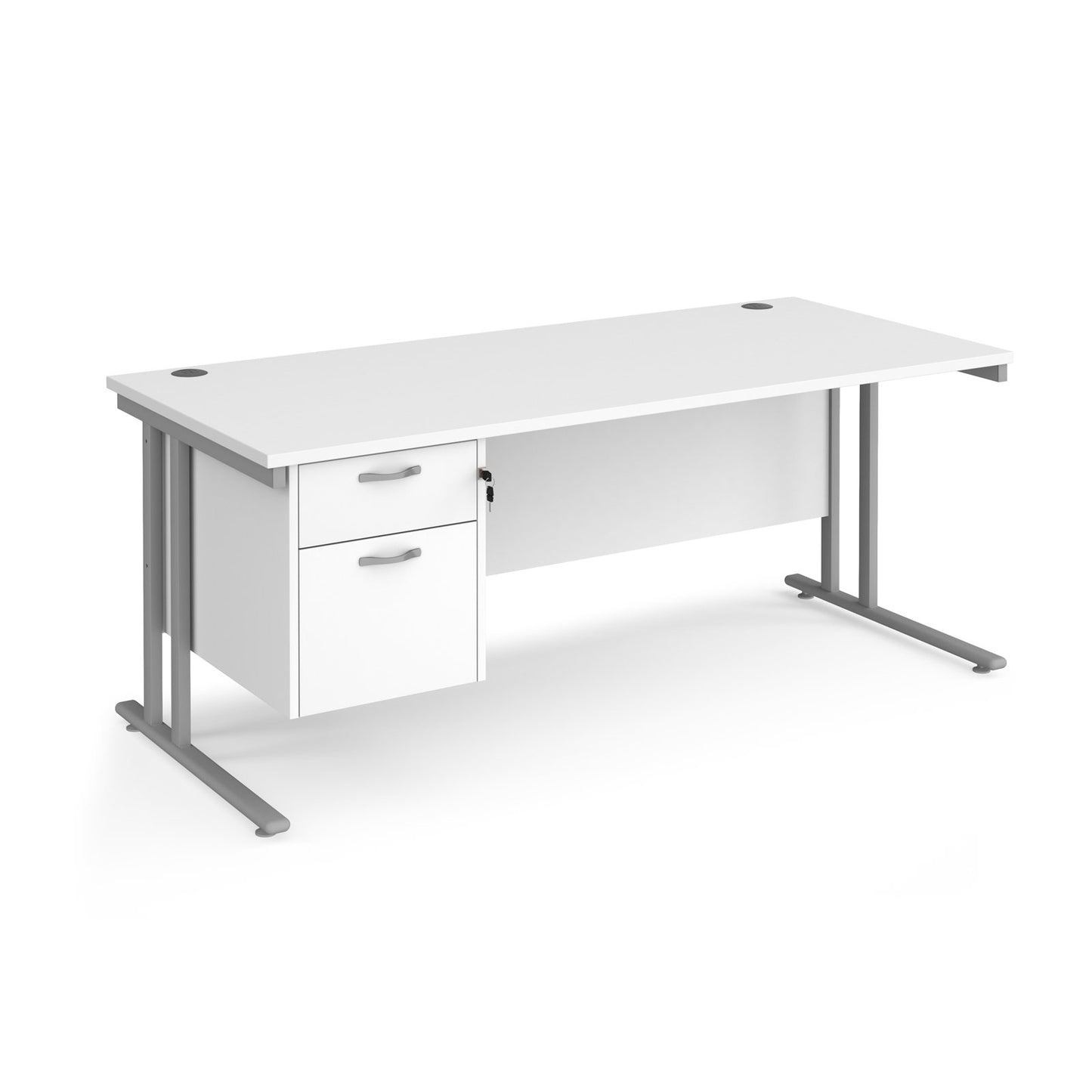 Maestro 25 cantilever 800mm deep desk with 2 drawer ped