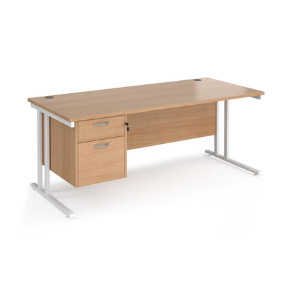 Maestro 25 cantilever 800mm deep desk with 2 drawer ped