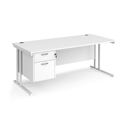 Maestro 25 cantilever 800mm deep desk with 2 drawer ped