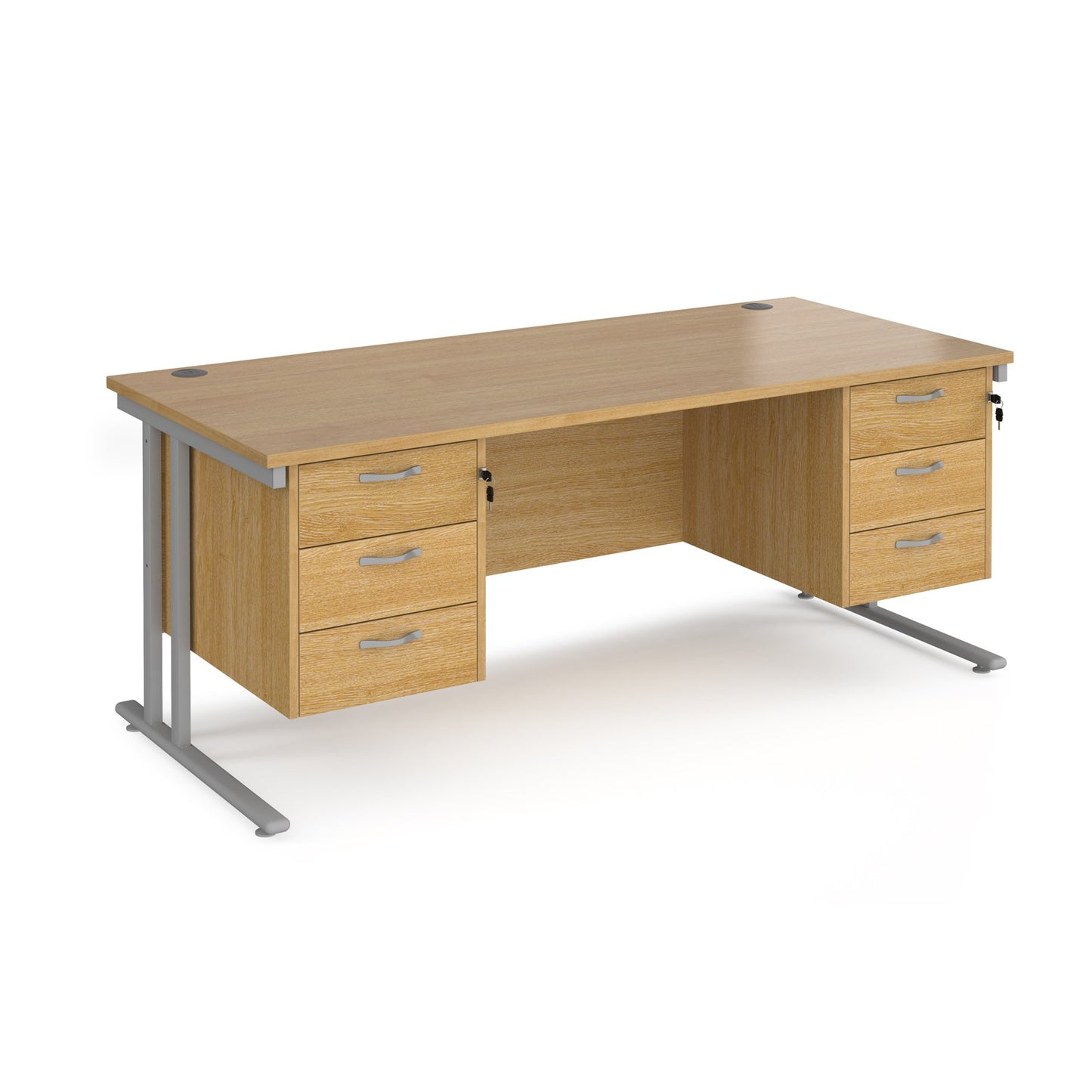 Maestro 25 cantilever 800mm deep desk with 2 x 3 drawer peds