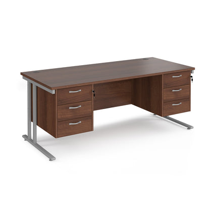 Maestro 25 cantilever 800mm deep desk with 2 x 3 drawer peds