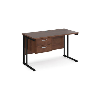 Maestro 25 cantilever 600mm deep desk with 2 drawer pedestal