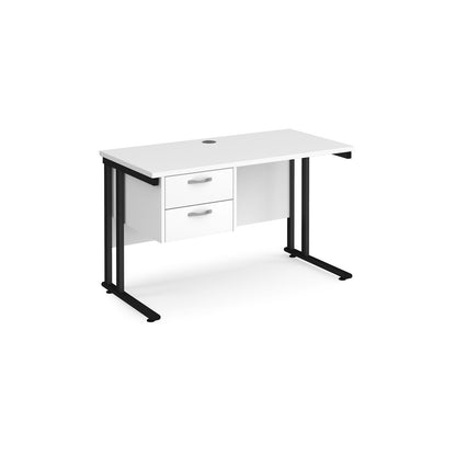 Maestro 25 cantilever 600mm deep desk with 2 drawer pedestal