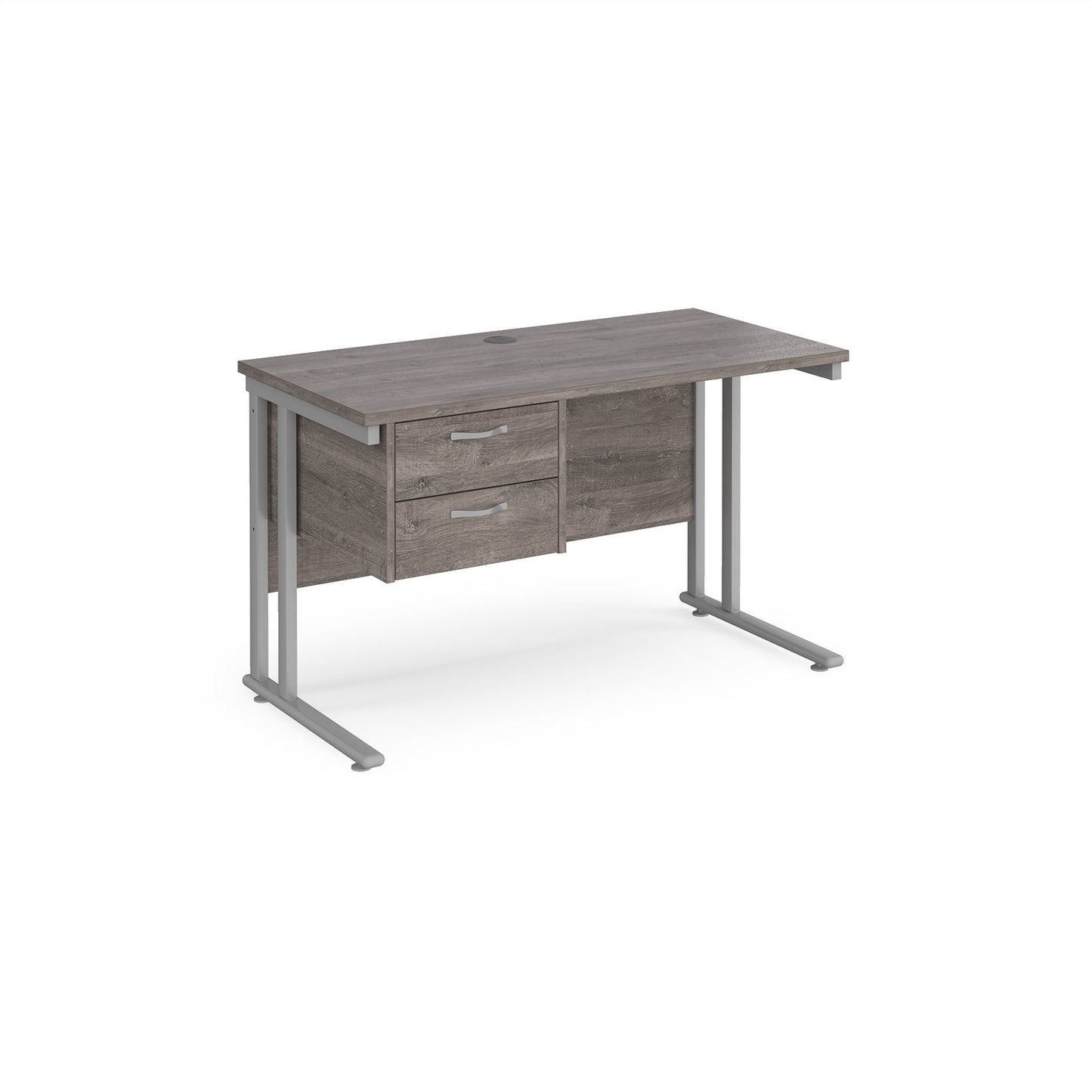 Maestro 25 cantilever 600mm deep desk with 2 drawer pedestal