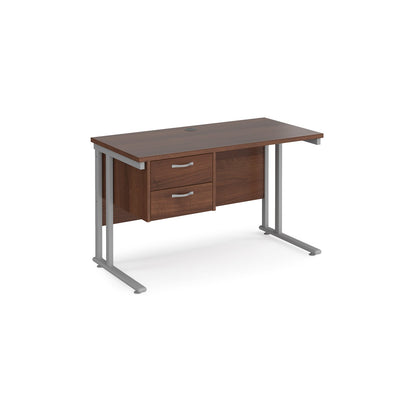 Maestro 25 cantilever 600mm deep desk with 2 drawer pedestal