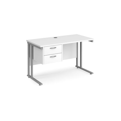 Maestro 25 cantilever 600mm deep desk with 2 drawer pedestal