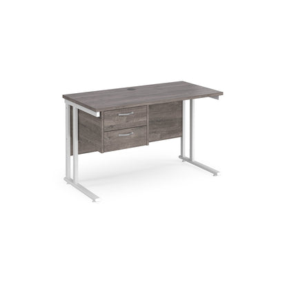 Maestro 25 cantilever 600mm deep desk with 2 drawer pedestal