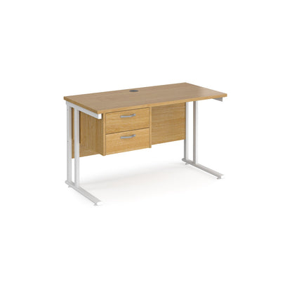 Maestro 25 cantilever 600mm deep desk with 2 drawer pedestal