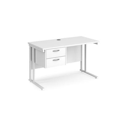 Maestro 25 cantilever 600mm deep desk with 2 drawer pedestal