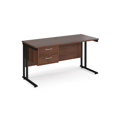 Maestro 25 cantilever 600mm deep desk with 2 drawer pedestal