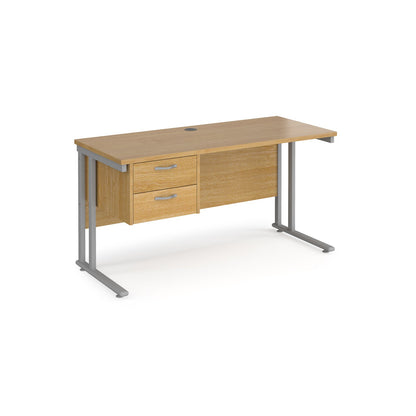 Maestro 25 cantilever 600mm deep desk with 2 drawer pedestal