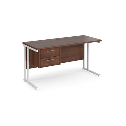 Maestro 25 cantilever 600mm deep desk with 2 drawer pedestal